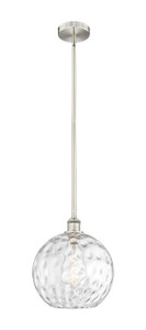 Athens Water Glass - 1 Light - 12 inch - Brushed Satin Nickel - Cord hung - Mini Pendant (616-1S-SN-G1215-12)