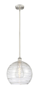 Athens Deco Swirl - 1 Light - 14 inch - Brushed Satin Nickel - Cord hung - Pendant (616-1S-SN-G1213-14-LED)