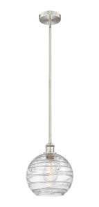Athens Deco Swirl - 1 Light - 10 inch - Brushed Satin Nickel - Cord hung - Mini Pendant (616-1S-SN-G1213-10-LED)