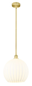 White Venetian - 1 Light - 14 inch - Satin Gold - Stem Hung - Pendant (616-1S-SG-G1217-14WV)