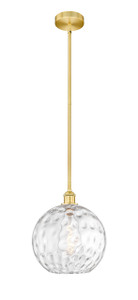 Athens Water Glass - 1 Light - 12 inch - Satin Gold - Cord hung - Mini Pendant (616-1S-SG-G1215-12)