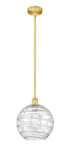 Athens Deco Swirl - 1 Light - 12 inch - Satin Gold - Cord hung - Mini Pendant (616-1S-SG-G1213-12)