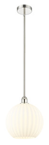White Venetian - 1 Light - 12 inch - Polished Nickel - Stem Hung - Mini Pendant (616-1S-PN-G1217-12WV)