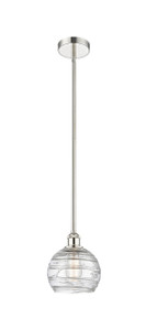 Athens Deco Swirl - 1 Light - 8 inch - Polished Nickel - Cord hung - Mini Pendant (616-1S-PN-G1213-8)