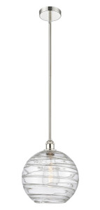 Athens Deco Swirl - 1 Light - 12 inch - Polished Nickel - Cord hung - Mini Pendant (616-1S-PN-G1213-12-LED)