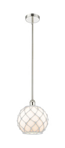 Farmhouse Rope - 1 Light - 10 inch - Polished Nickel - Cord hung - Mini Pendant (616-1S-PN-G121-10RW)
