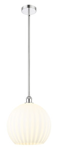 White Venetian - 1 Light - 14 inch - Polished Chrome - Stem Hung - Pendant (616-1S-PC-G1217-14WV)