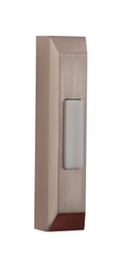 Surface Mount LED Lighted Push Button, Thin Rectangle Profile in Brushed Polished Nickel (PB5004-BNK)