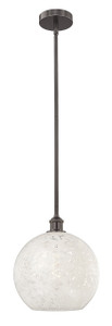 White Mouchette - 1 Light - 12 inch - Oil Rubbed Bronze - Stem Hung - Mini Pendant (616-1S-OB-G1216-12WM)