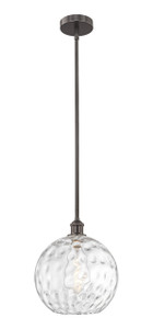 Athens Water Glass - 1 Light - 12 inch - Oil Rubbed Bronze - Cord hung - Mini Pendant (616-1S-OB-G1215-12-LED)