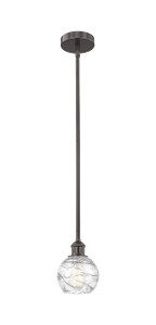 Athens Deco Swirl - 1 Light - 6 inch - Oil Rubbed Bronze - Cord hung - Mini Pendant (616-1S-OB-G1213-6-LED)