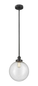 Beacon - 1 Light - 12 inch - Matte Black - Cord hung - Mini Pendant (616-1SH-BK-G204-12-LED)