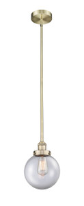 Beacon - 1 Light - 8 inch - Antique Brass - Cord hung - Mini Pendant (616-1SH-AB-G202-8)