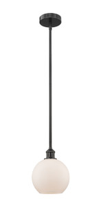 Athens - 1 Light - 8 inch - Matte Black - Cord hung - Mini Pendant (616-1S-BK-G121-8)