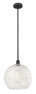 White Mouchette - 1 Light - 14 inch - Matte Black - Stem Hung - Pendant (616-1S-BK-G1216-14WM)