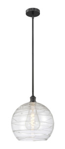 Athens Deco Swirl - 1 Light - 14 inch - Matte Black - Cord hung - Pendant (616-1S-BK-G1213-14-LED)