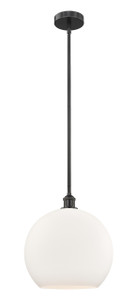 Athens - 1 Light - 14 inch - Matte Black - Cord hung - Pendant (616-1S-BK-G121-14)
