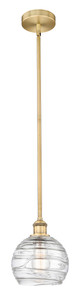 Athens Deco Swirl - 1 Light - 8 inch - Brushed Brass - Cord hung - Mini Pendant (616-1S-BB-G1213-8)