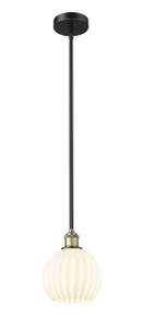 White Venetian - 1 Light - 8 inch - Black Antique Brass - Stem Hung - Mini Pendant (616-1S-BAB-G1217-8WV)