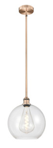Athens - 1 Light - 12 inch - Antique Copper - Cord hung - Mini Pendant (616-1S-AC-G122-12-LED)