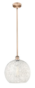 White Mouchette - 1 Light - 14 inch - Antique Copper - Stem Hung - Pendant (616-1S-AC-G1216-14WM)