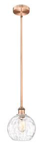Athens Water Glass - 1 Light - 8 inch - Antique Copper - Cord hung - Mini Pendant (616-1S-AC-G1215-8-LED)