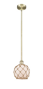 Farmhouse Rope - 1 Light - 8 inch - Antique Brass - Cord hung - Mini Pendant (616-1S-AB-G121-8RB-LED)