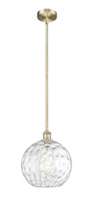 Athens Water Glass - 1 Light - 12 inch - Antique Brass - Cord hung - Mini Pendant (616-1S-AB-G1215-12)