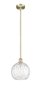 Athens Water Glass - 1 Light - 10 inch - Antique Brass - Cord hung - Mini Pendant (616-1S-AB-G1215-10-LED)