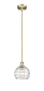 Athens Deco Swirl - 1 Light - 8 inch - Antique Brass - Cord hung - Mini Pendant (616-1S-AB-G1213-8)