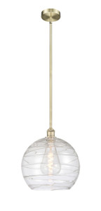 Athens Deco Swirl - 1 Light - 14 inch - Antique Brass - Cord hung - Pendant (616-1S-AB-G1213-14-LED)