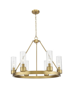 Boreas - 6 Light - 29 inch - Brushed Brass - Chandelier (617-6CR-BB-G617-8SDY)