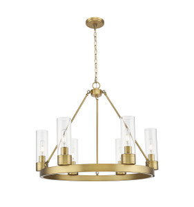 Boreas - 6 Light - 29 inch - Brushed Brass - Chandelier (617-6CR-BB-G617-8CL)