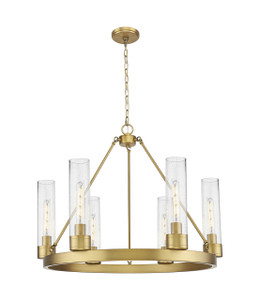 Boreas - 6 Light - 29 inch - Brushed Brass - Chandelier (617-6CR-BB-G617-11SDY)