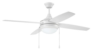 Phaze 4 52" 4-Blade Ceiling Fan in White w/ White Blades; Integrated Light Kit (PHA52W4)