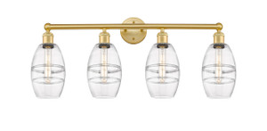 Vaz - 4 Light - 33 inch - Satin Gold - Bath Vanity Light (616-4W-SG-G557-6CL)