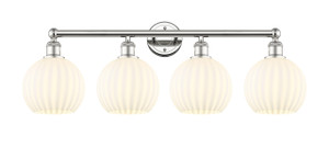 White Venetian - 4 Light - 35 inch - Polished Nickel - Bath Vanity Light (616-4W-PN-G1217-8WV)