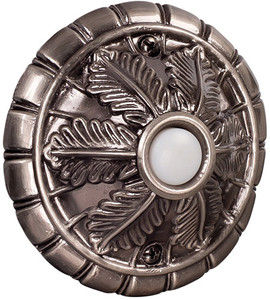 Surface Mount Medallion LED Lighted Push Button in Antique Pewter (BSMED-AP)