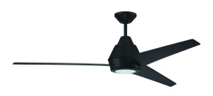 Acadian 56" 3-Blade Indoor/Outdoor (Wet) Ceiling Fan in Flat Black w/ Flat Black Blades; Integrated Light Kit (ACA56FB3)