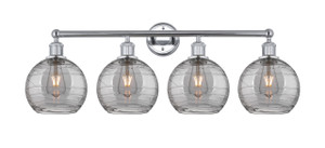 Athens Deco Swirl - 4 Light - 35 inch - Polished Chrome - Bath Vanity Light (616-4W-PC-G1213-8SM)