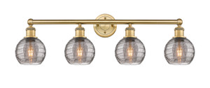 Athens Deco Swirl - 4 Light - 33 inch - Brushed Brass - Bath Vanity Light (616-4W-BB-G1213-6SM)