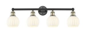 White Venetian - 4 Light - 33 inch - Black Antique Brass - Bath Vanity Light (616-4W-BAB-G1217-6WV)