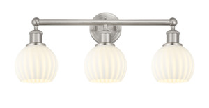 White Venetian - 3 Light - 24 inch - Brushed Satin Nickel - Bath Vanity Light (616-3W-SN-G1217-6WV)