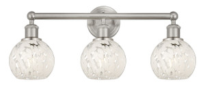 White Mouchette - 3 Light - 24 inch - Brushed Satin Nickel - Bath Vanity Light (616-3W-SN-G1216-6WM)