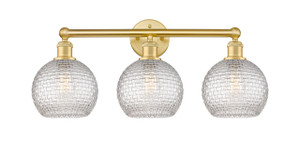 Athens - 3 Light - 26 inch - Satin Gold - Bath Vanity Light (616-3W-SG-G122C-8CL)