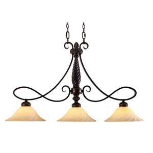 Torbellino 3 Light Linear Pendant in Cordoban Bronze with Remolino Glass (8106-10 CDB)