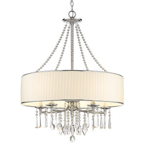 Echelon 5 Light Chandelier In Chrome W/ Bridal Veil Fabric Shade(s) (8981-5 BRI) Echelon 5 Light Chandelier In Chrome W/ Bridal Veil Fabric Shade(s) (8981-5 BRI)