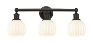 White Venetian - 3 Light - 24 inch - Oil Rubbed Bronze - Bath Vanity Light (616-3W-OB-G1217-6WV)