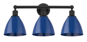 Plymouth - 3 Light - 26 inch - Matte Black - Bath Vanity Light (616-3W-BK-MBD-75-BL)