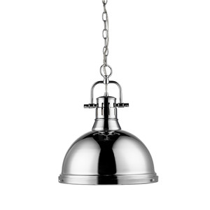 Duncan 1 Light Pendant with Chain in Chrome with a Chrome Shade (3602-L CH-CH) Duncan 1 Light Pendant with Chain in Chrome with a Chrome Shade (3602-L CH-CH)